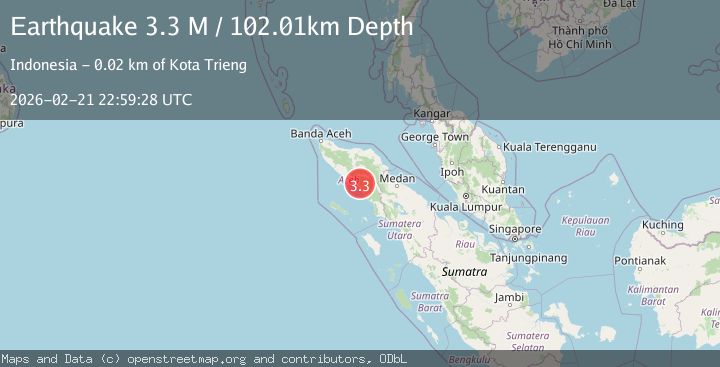 Map of northern Sumatra, Indonesia