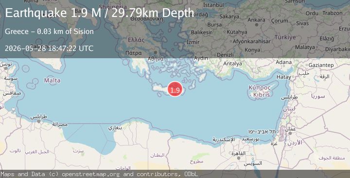 Map of Offshore Crete, Greece