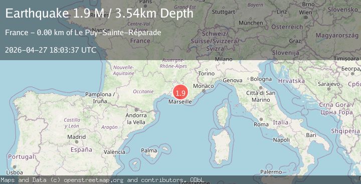 Map of near the south coast of France