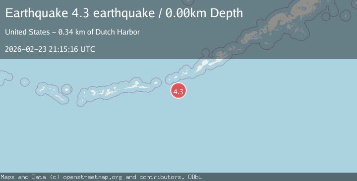 Map of Fox Islands, Aleutian Islands, Alaska
