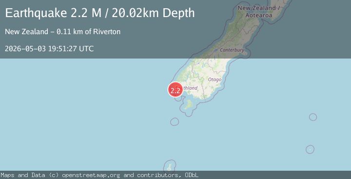 Map of off the west coast of the South Island of New Zealand