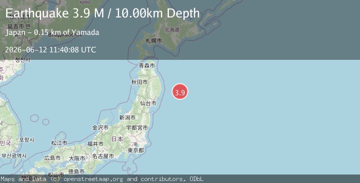 Map of off the east coast of Honshu, Japan