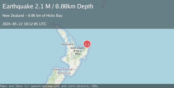 Map of off the east coast of the North Island of New Zealand