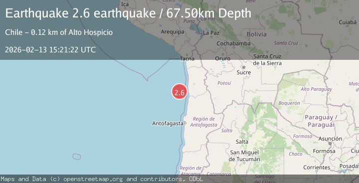 Map of near the coast of Antofagasta, Chile