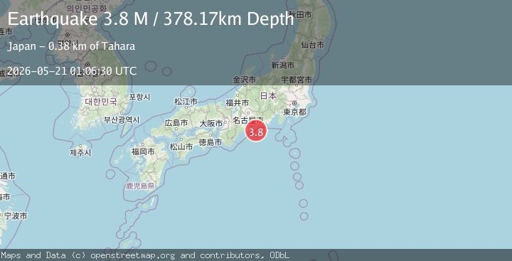 Map of near the south coast of Honshu, Japan