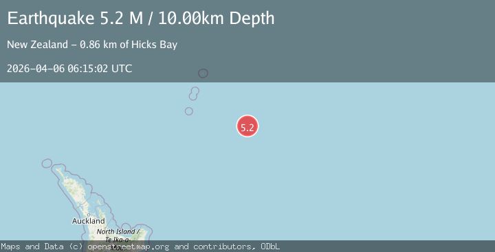 Map of south of the Kermadec Islands
