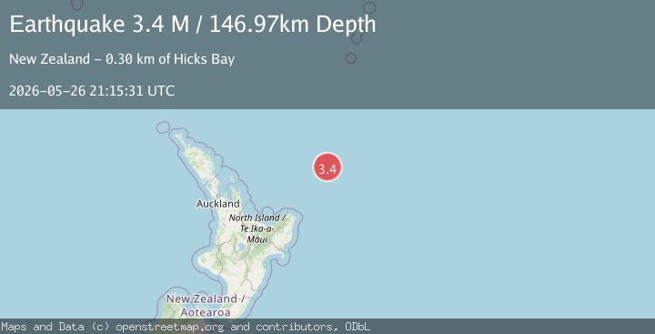 Map of east of the North Island of New Zealand