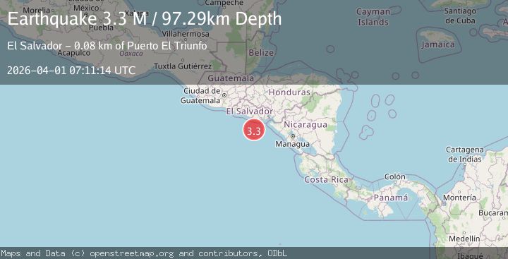 Map of offshore El Salvador