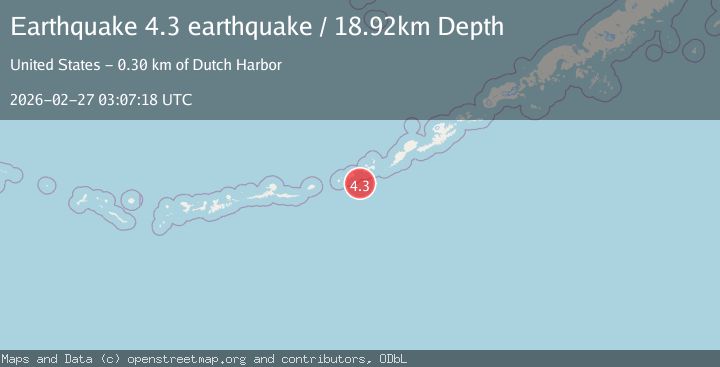 Map of Fox Islands, Aleutian Islands, Alaska
