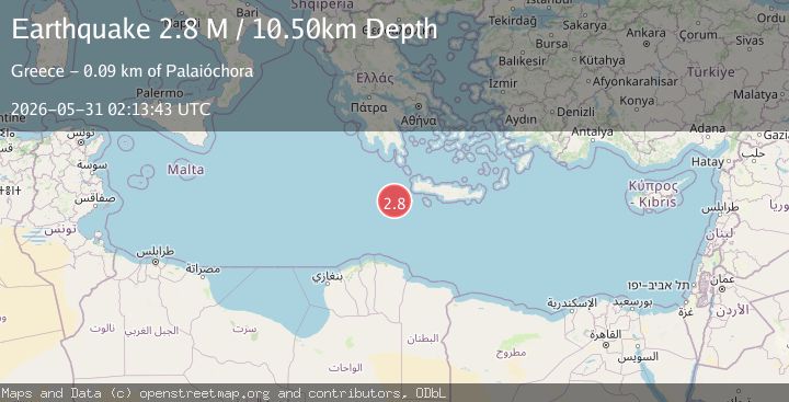 Map of central Mediterranean Sea