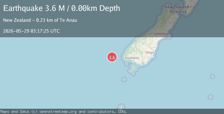 Map of off the west coast of the South Island of New Zealand