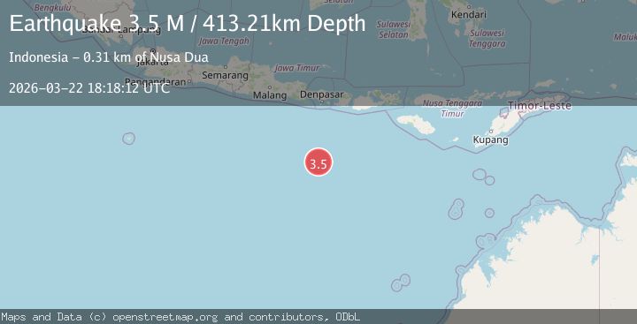 Map of south of Bali, Indonesia