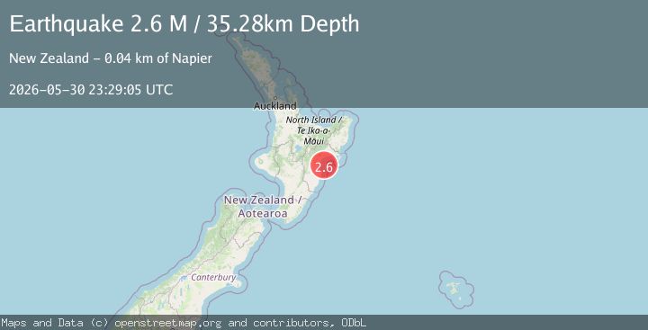 Map of off the east coast of the North Island of New Zealand