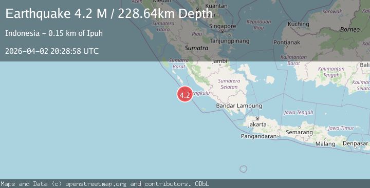 Map of southwest of Sumatra, Indonesia