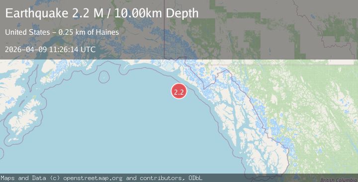 Map of off the coast of Southeastern Alaska