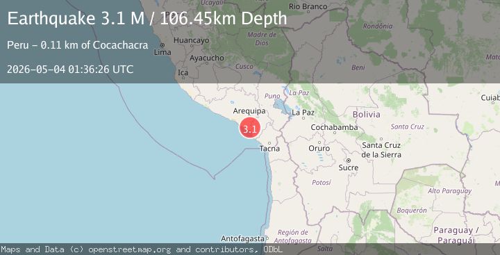 Map of near the coast of southern Peru