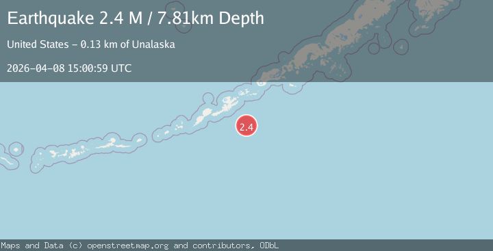 Map of south of the Aleutian Islands