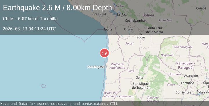 Map of near the coast of Antofagasta, Chile