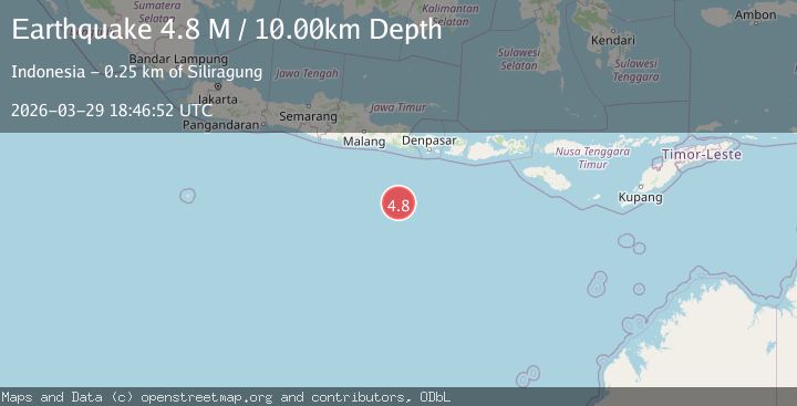 Map of south of Java, Indonesia