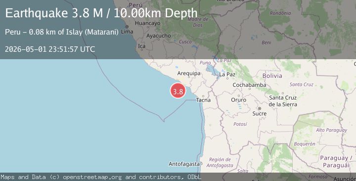 Map of near the coast of southern Peru