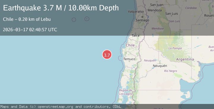 Map of off the coast of Bio-Bio, Chile