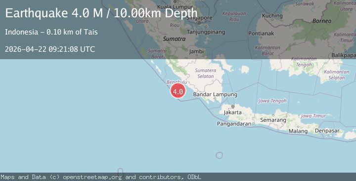 Map of southern Sumatra, Indonesia