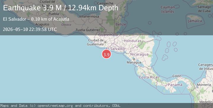 Map of offshore El Salvador