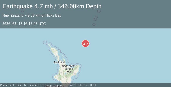 Map of south of the Kermadec Islands