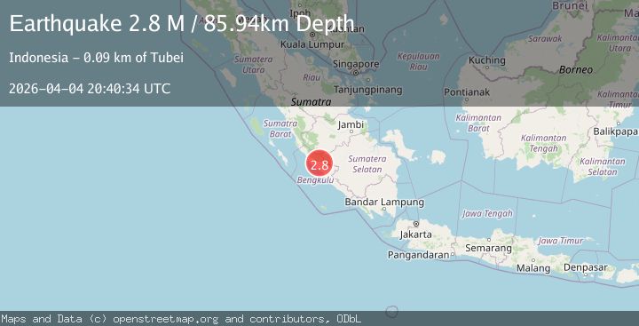 Map of southern Sumatra, Indonesia