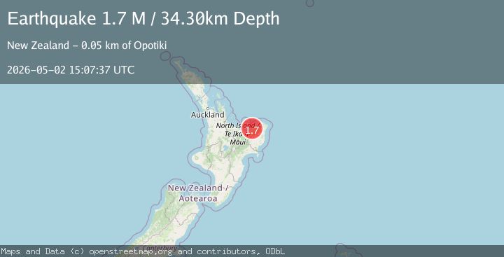 Map of off the east coast of the North Island of New Zealand