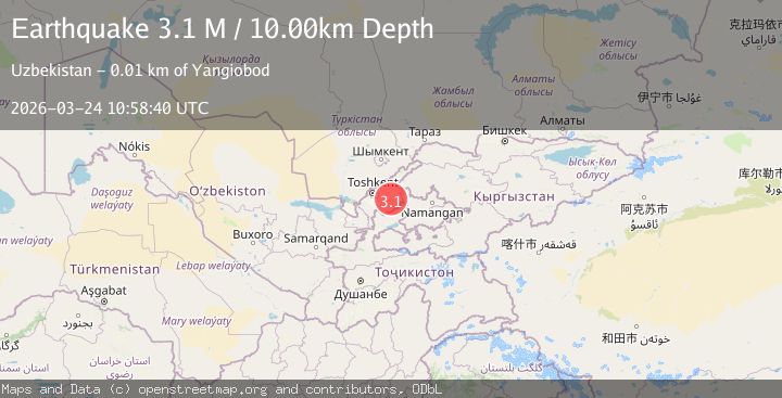 Map of eastern Uzbekistan