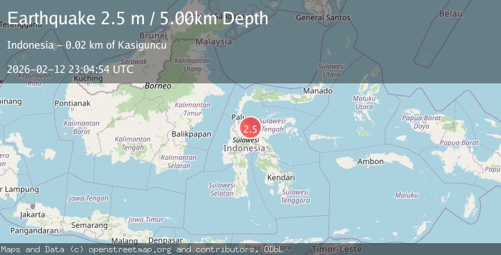 Map of Sulawesi, Indonesia