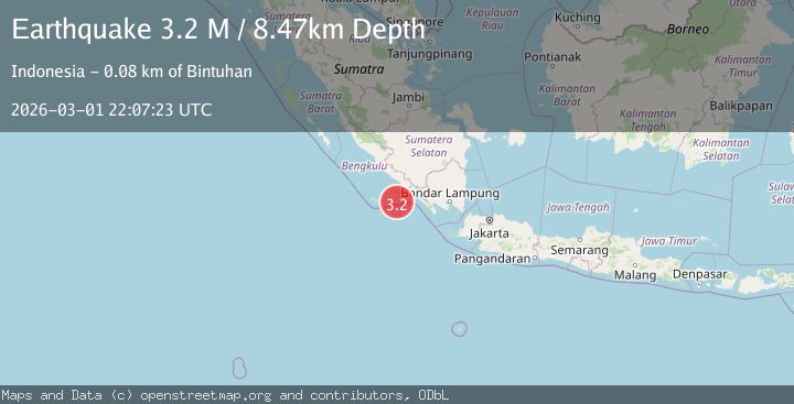 Map of southern Sumatra, Indonesia