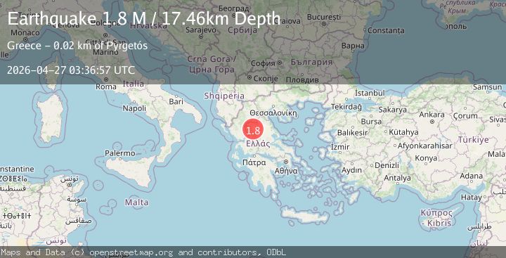 Map of Thessaly Region, Greece