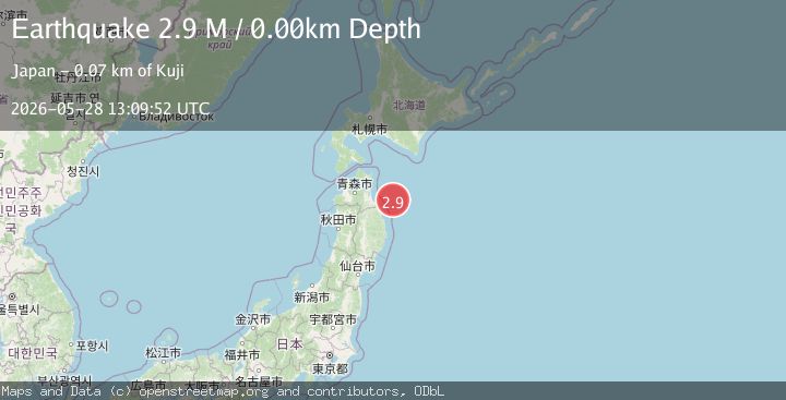 Map of near the east coast of Honshu, Japan