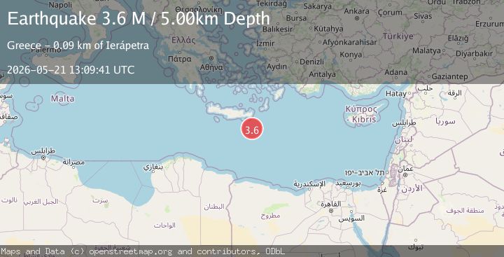 Map of Offshore Crete, Greece