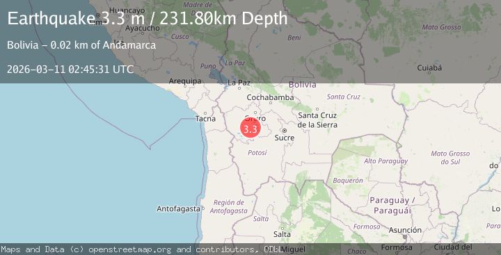 Map of Oruro, Bolivia