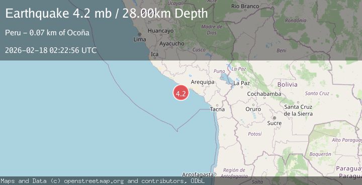 Map of near the coast of southern Peru
