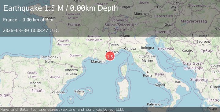 Map of near the south coast of France
