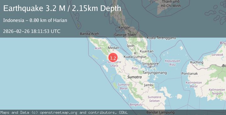 Map of northern Sumatra, Indonesia