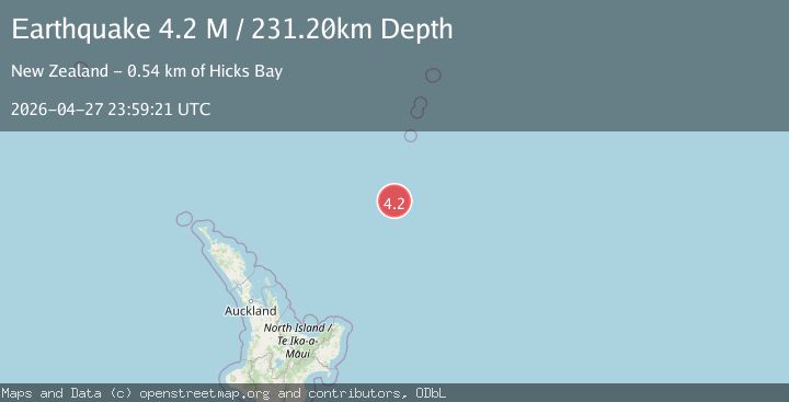 Map of south of the Kermadec Islands