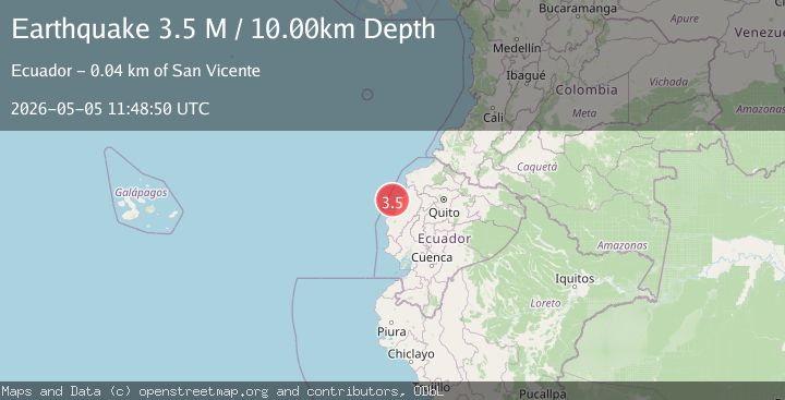 Map of near the coast of Ecuador