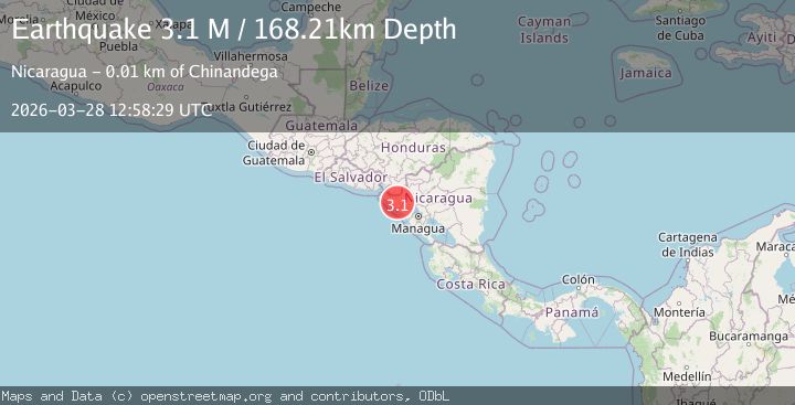 Map of near the coast of Nicaragua