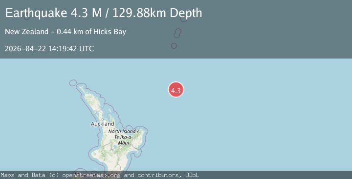 Map of south of the Kermadec Islands
