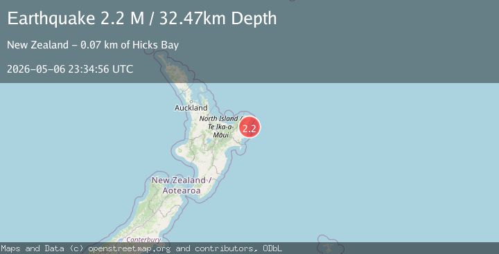 Map of off the east coast of the North Island of New Zealand