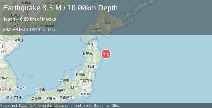 Map of near the east coast of Honshu, Japan