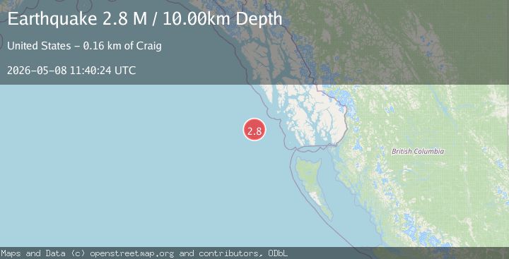 Map of off the coast of Southeastern Alaska