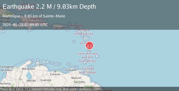 Map of Martinique region, Windward Islands