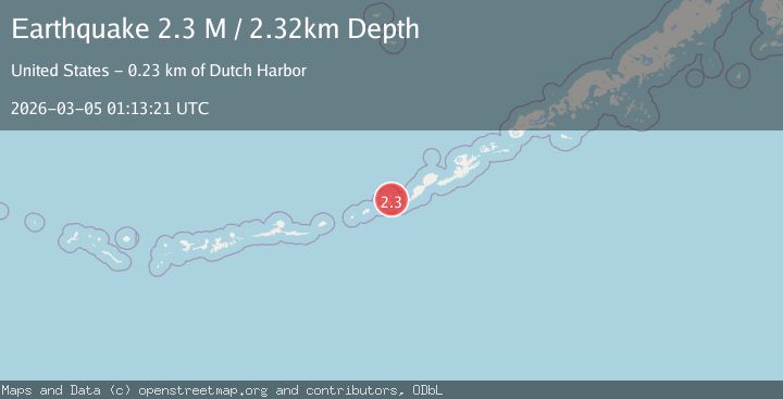 Map of Fox Islands, Aleutian Islands, Alaska