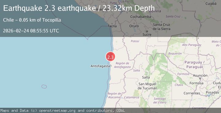 Map of near the coast of Antofagasta, Chile